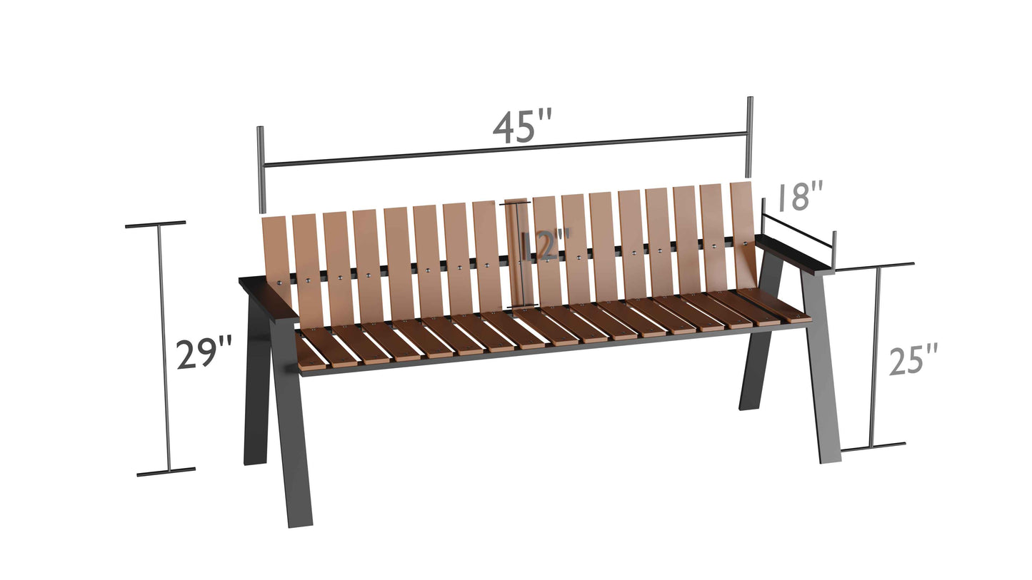 Steel And Wooden Garden Bench (Triangle Shaped)