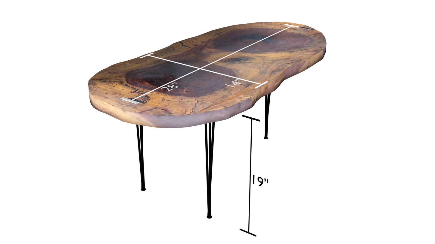 Natural Edge Elliptical Wood Coffee Table