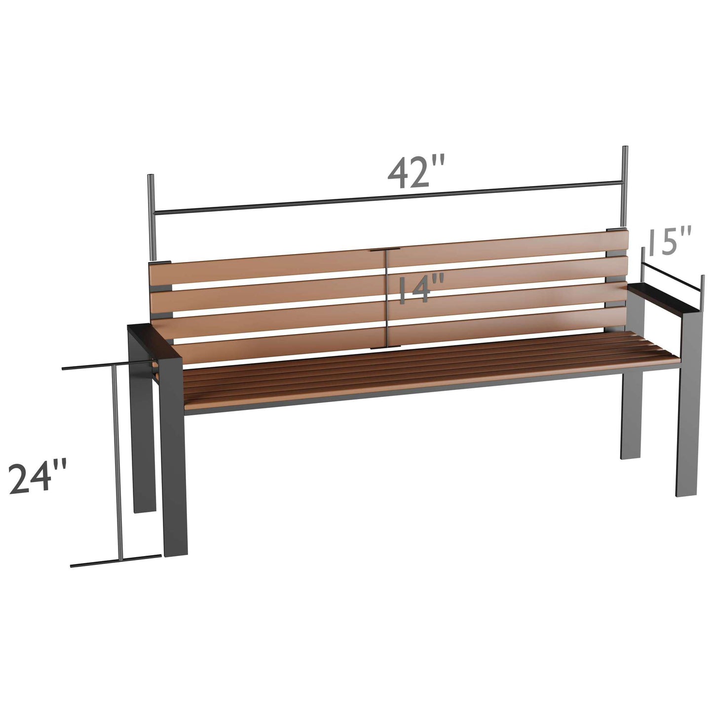 Steel And Wooden Outdoor Furniture Garden Bench (Square Shaped)