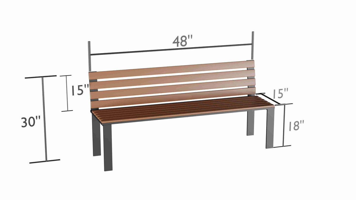 Steel And Wooden Garden Bench (Without Arms)
