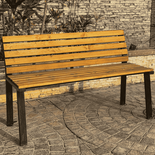Steel And Wooden Garden Bench (Without Arms)